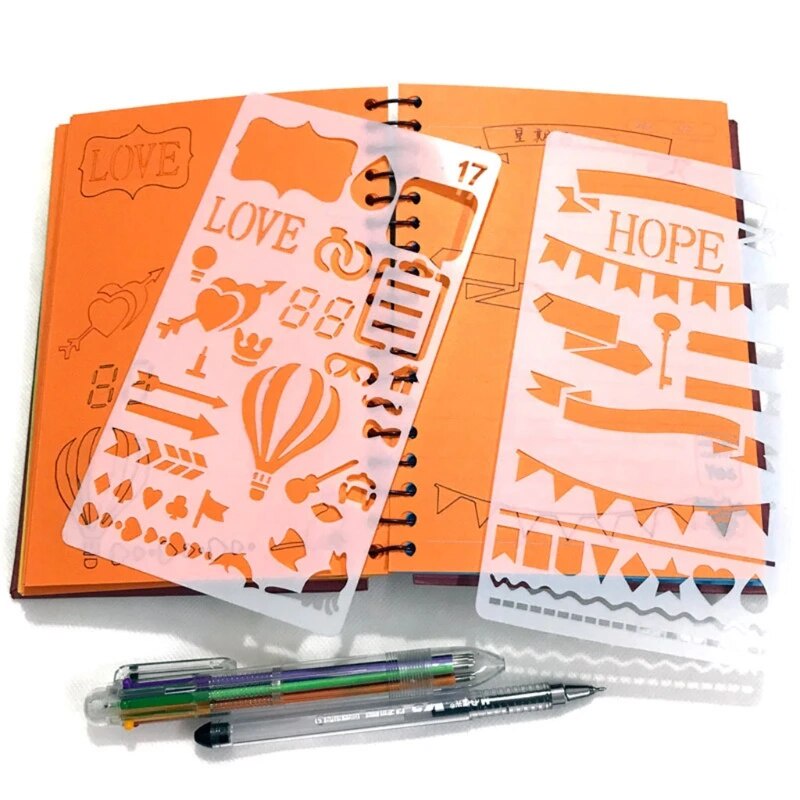 20 Pcs Diary Journal Stencils Set Drawing Template Ruler DIY Painting ...