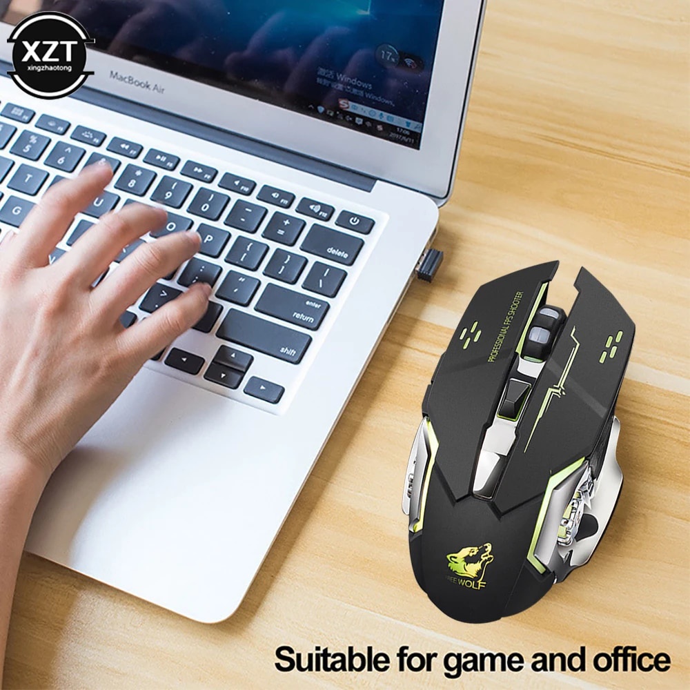 Free Wolf X8 Wireless Charging Game Mouse Mute Mouse Backlit Mechanical ...