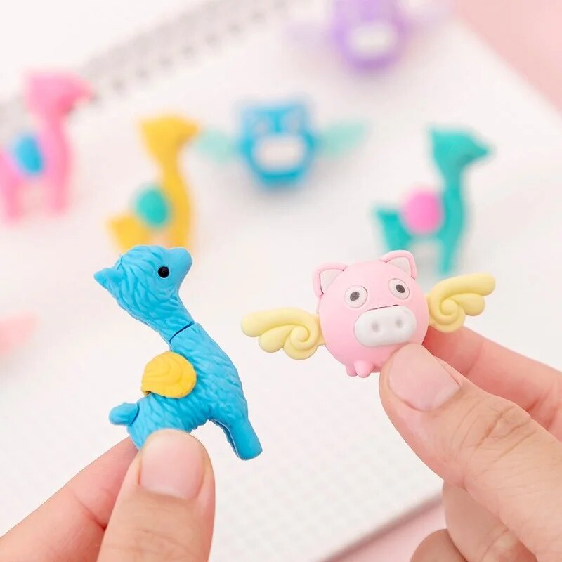 Cute Animal Flying Piggy Eraser for Student Children's School Rubber ...