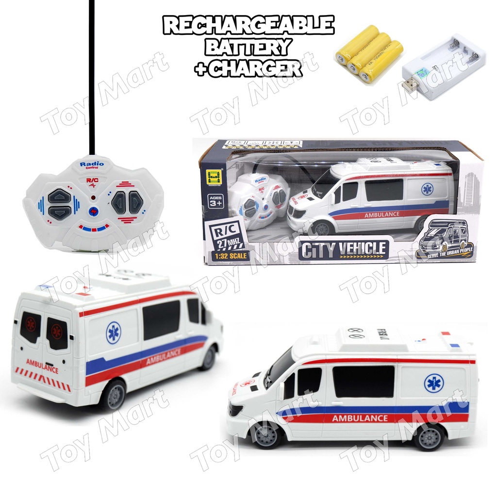 R/C City Rescue Vehicle Rechargeable Ambulance Remote Control Car Play