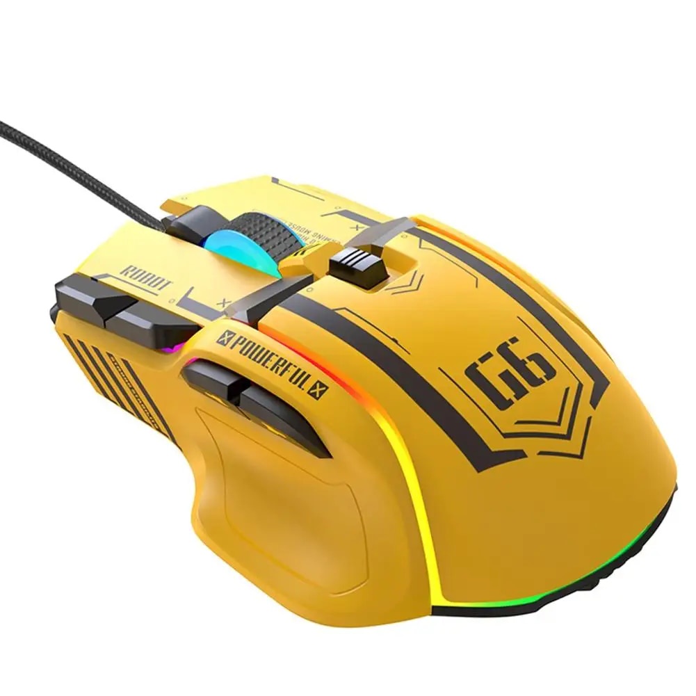 ♀G6 Wire-controlled RGB Gaming Mouse Programmable Mouse 12800 DPI ...