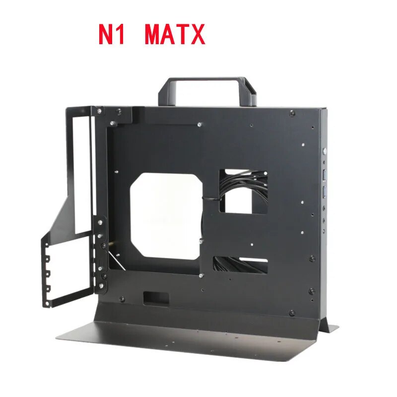 ⚕Side Transparent MATX Open Rack Mini ATX Case Handle Portable Water