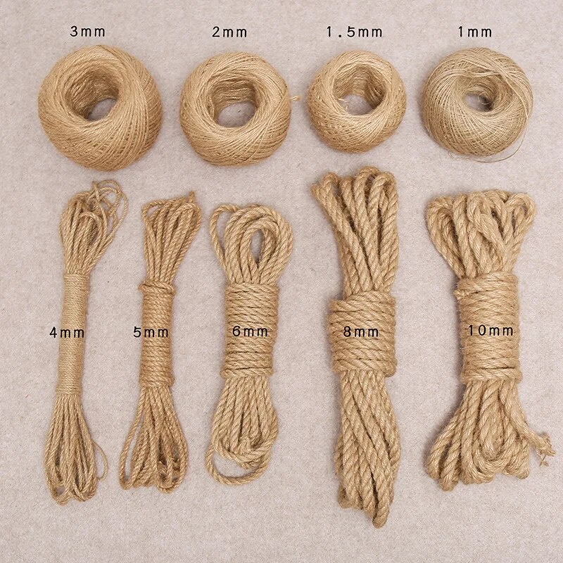 ☑1-14mm Natural Vintage Jute Rope Cord String Twine Burlap For DIY Crafts  Gift Wrapping Gardenin ♧n
