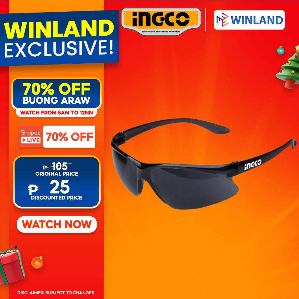 [3045]INGCO Dark Shade Safety Goggles Glass w/ Wide Visual Field(only