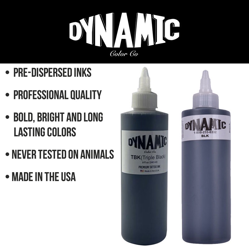 DYNAMIC Tattoo Ink Original 240ml 8 Oz Triple Black Professional Lining ...