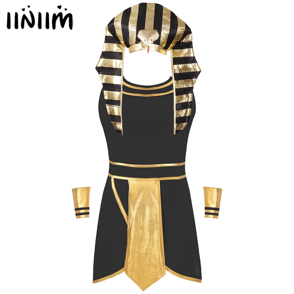 Mens Egyptian Pharaoh Costume Set Ancient Egypt King Pharaoh Toga God ...