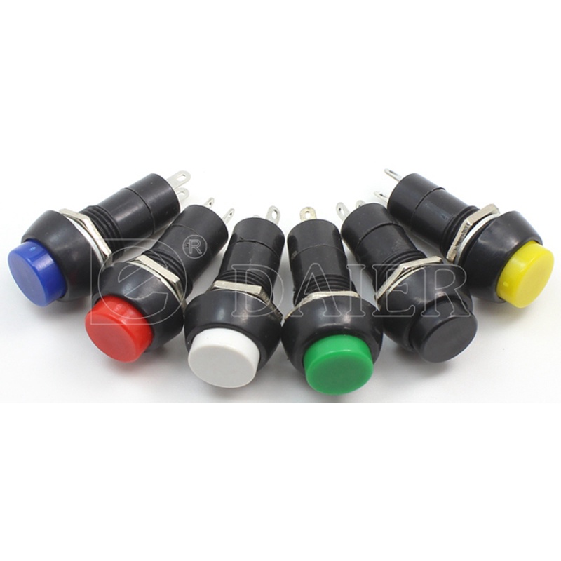 5-Pack Waterproof 12mm Metal Es (ON-OFF, Latching, 2-Pin, 1A/250V) Push Button Switch