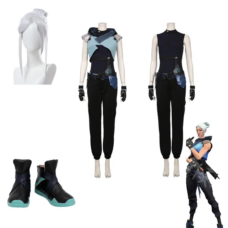 Valorant Jett Cosplay Costume T-shirt Pants Outfits Halloween Carnival Suit