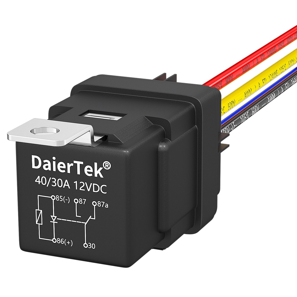 Edinstry 4 Pin DC 12V 40A Universal Automotive Relay With Socket For Fan, Headlight, Air Conditioner, Horn - Heavy Duty Waterproof Relay Switch For Cars, Trucks, ATVs (2PCS