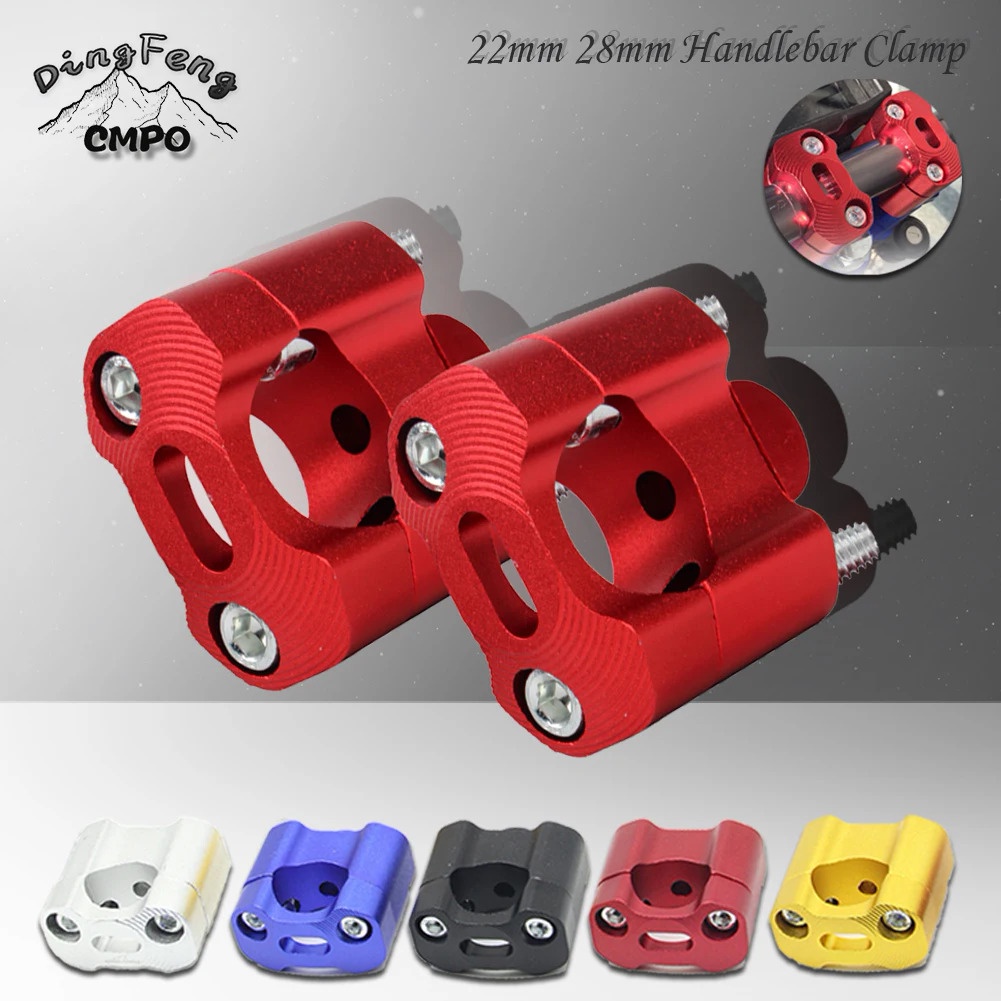 CNC Billet Handlebar Clamp Fat Bar Risers Mount Clamp Adaptor 22 28mm ...