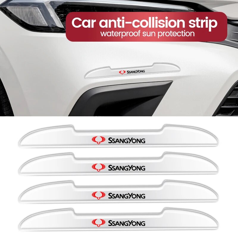 4pcs Car Door Edge Protective Stickers Anti-Collision Strip Transparent ...