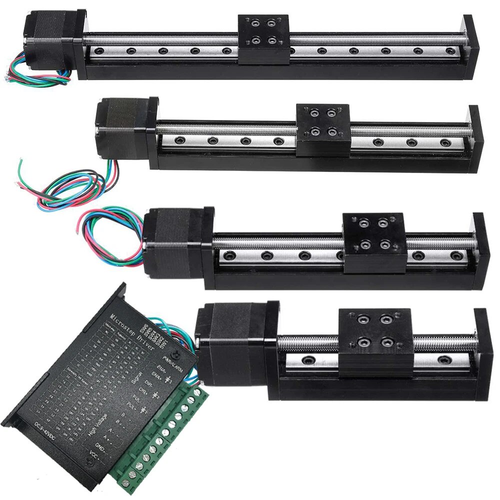 50 100 150 200mm Stroke T-type Sliding Table Rail Linear Stage ...