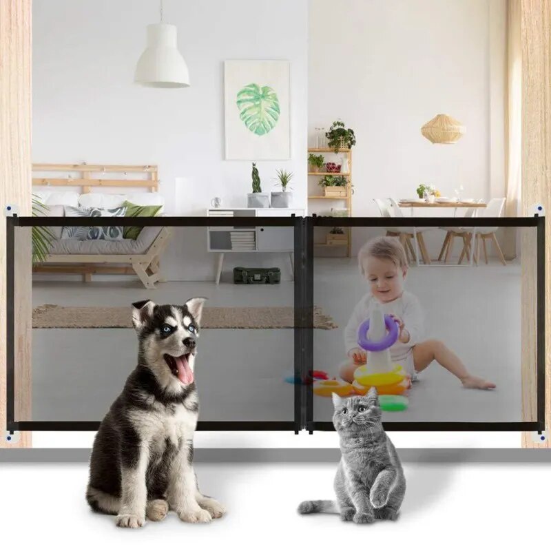 Foldable Pet Dog Gate Door Barrier Safety Guard Fence Mesh Enclosure ...