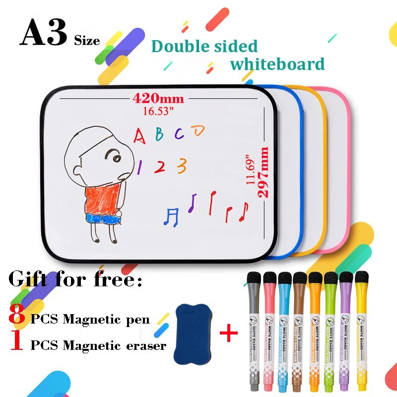 624 A3 Size WhiteBoard Practice Board Dry Erase White Board Double