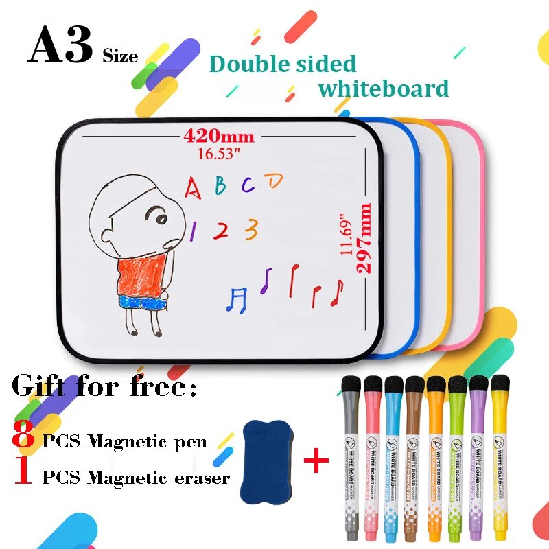 624 A3 Size WhiteBoard Practice Board Dry Erase White Board Double