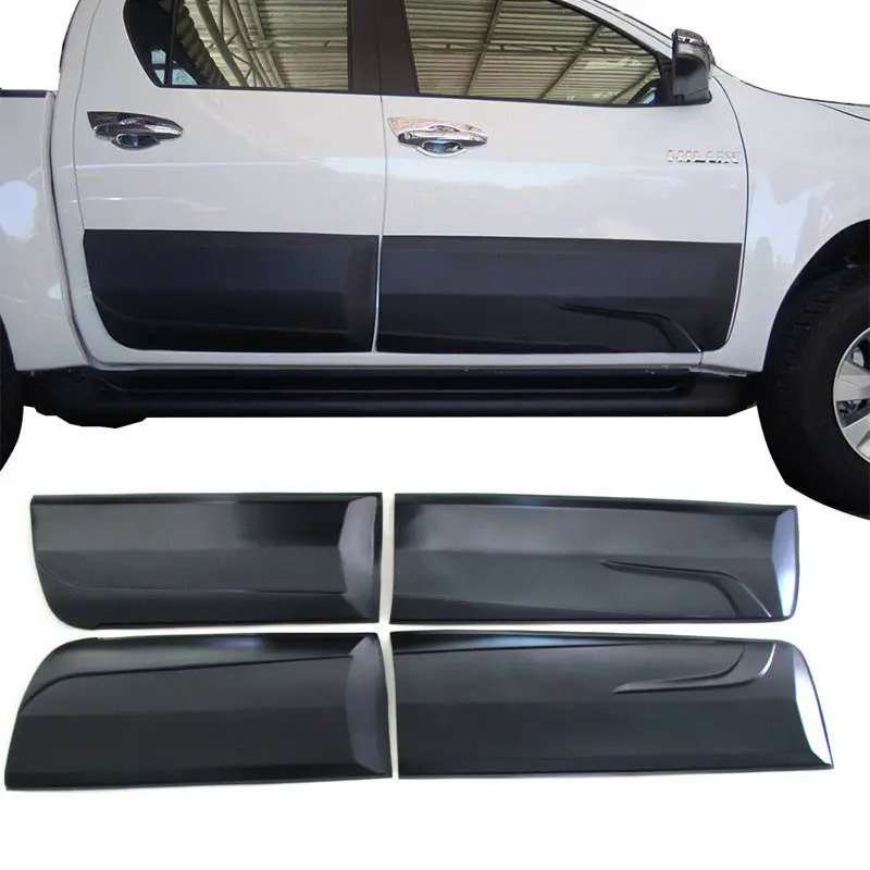 2pcs Matte Black Car Door Side Moulding Protector Trim Body Cladding