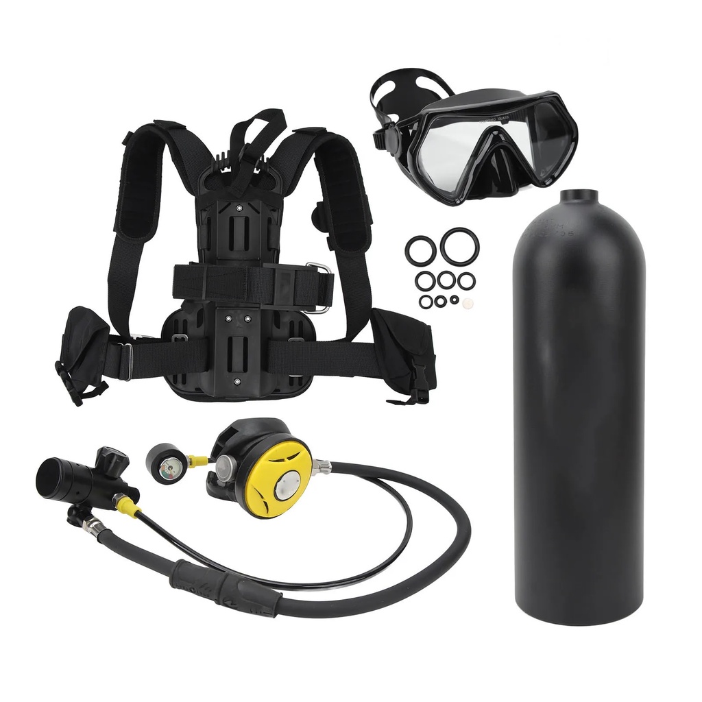 H400 Mini Scuba Tank 1.0L - Portable Diving Cylinder, Up To 20 Min Breathing, Constant Pressure Valve, For Snorkeling & Emergency