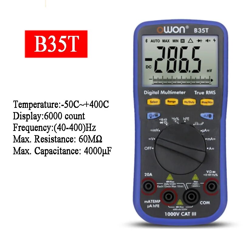 95W OWON B35T 3 5/6 Digital Multimeter With Bluetooth True RMS ...