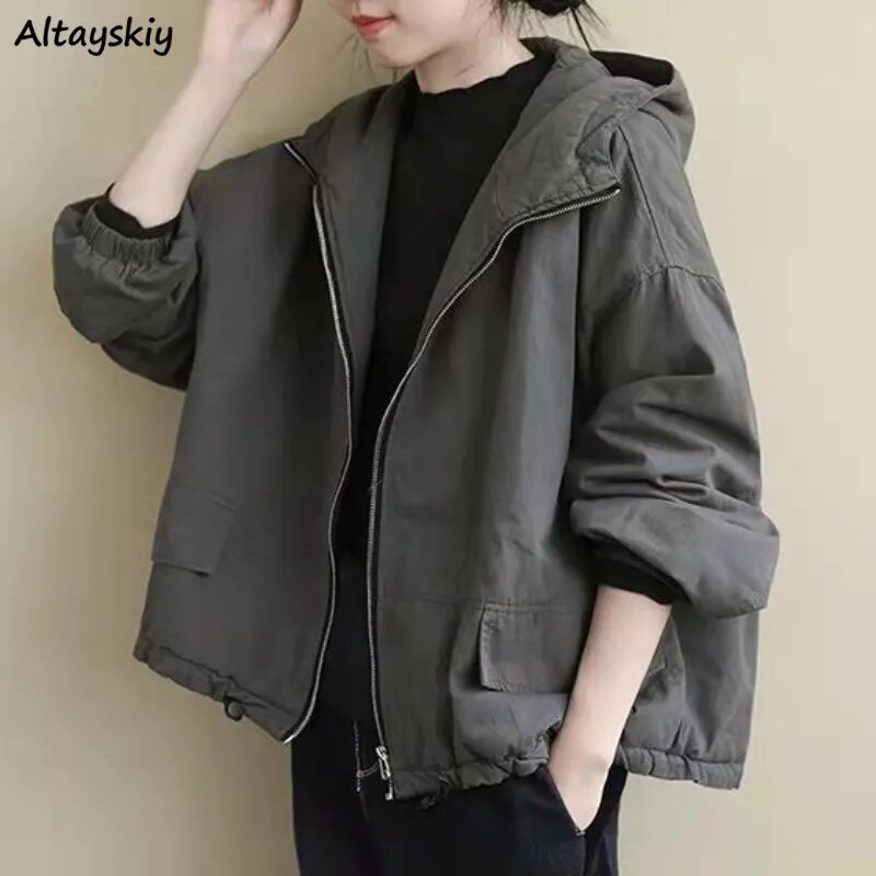 99T Hooded Jackets Women Loose Sporty Safari Style BF Students New ...