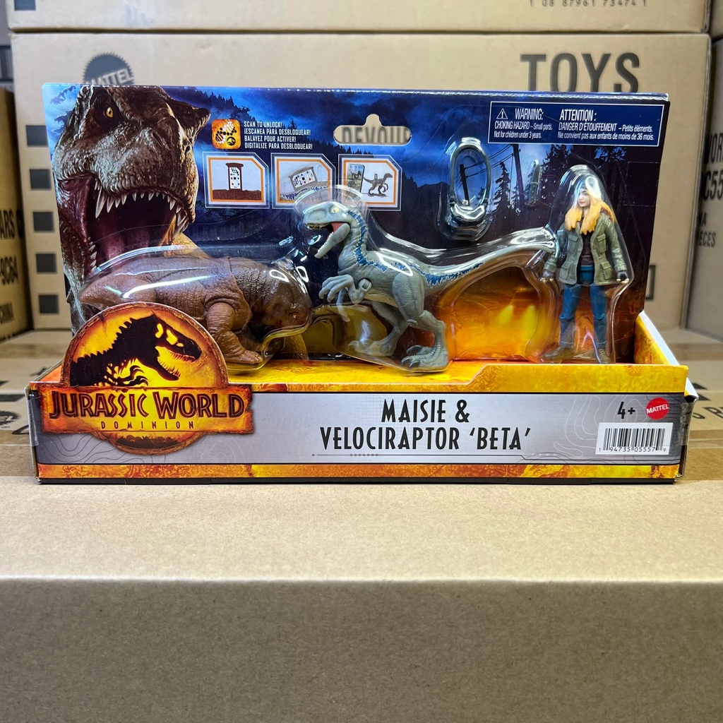 35r Mattel Jurassic World Dominion Maisie & Velociraptor Beta Human and ...