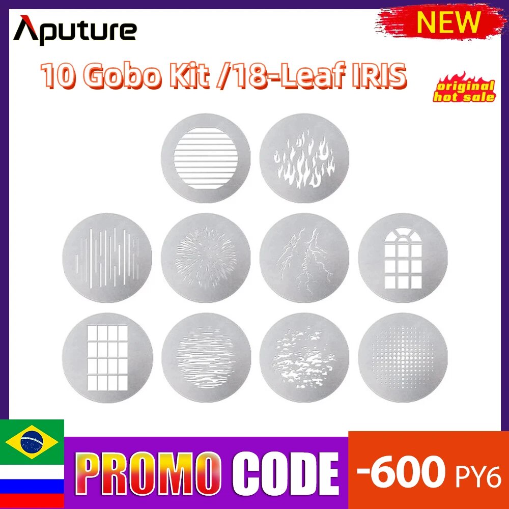58a Aputure 10 Gobo Kit Photography Fill Light Projection for Spotlight