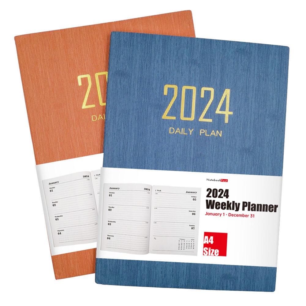 Large A4 Size 2024 Weekly Planner One Week On 2 Pages Monthly Orgainzer ...