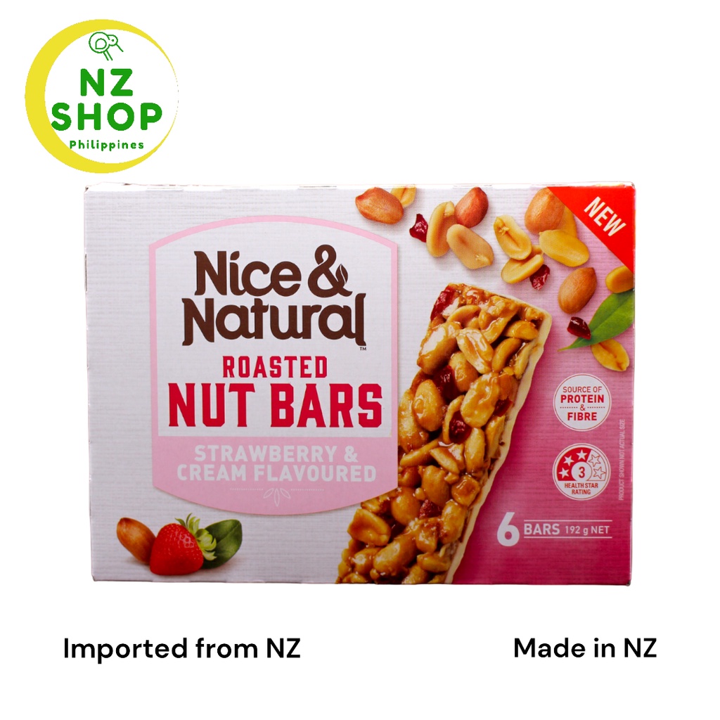 Nice Natural Nut Bars Strawberry Cream Roasted 6 x 32g Healthy snack NZ