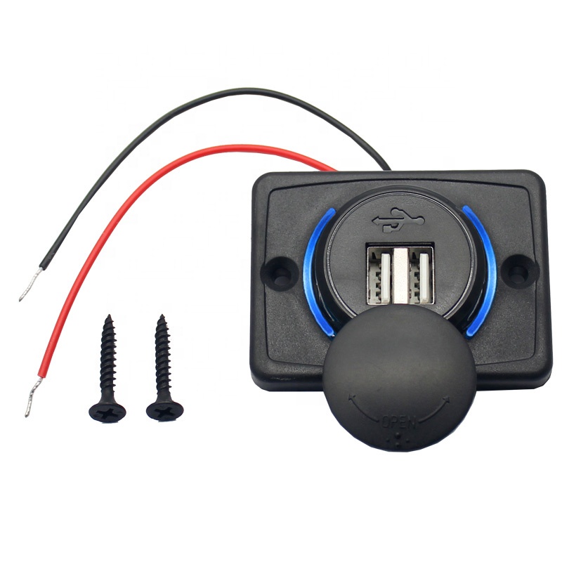 12V 3.1A Flat Surface Panel Mount Dual Socket Car Seat USB Bus Charger ...