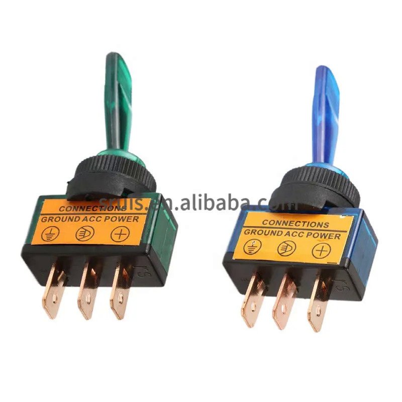 ASW-13D 12 Volt SPST 3 Pin Long Actuator 20A LED Toggle Switch with On ...