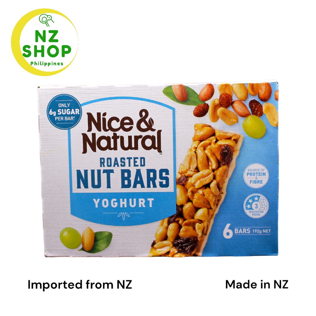 Nice Natural Nut Bars Yoghurt Roasted 6 x 32g Healthy snack NZ MADE
