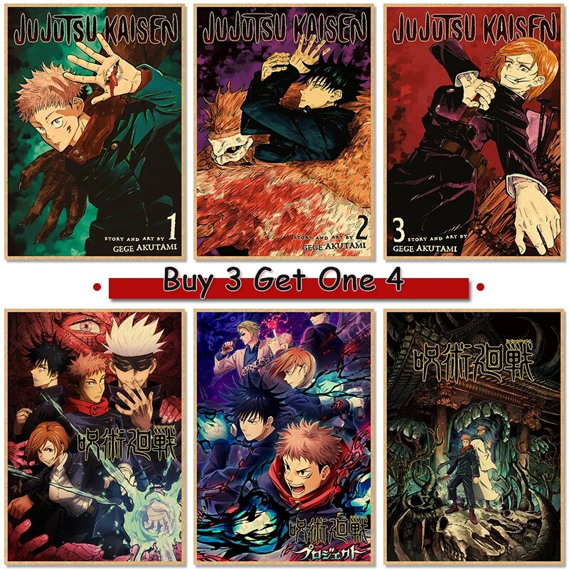 Jujutsu Kaisen Anime Poster, Kraft Paper Vintage Print 4K High Quality ...