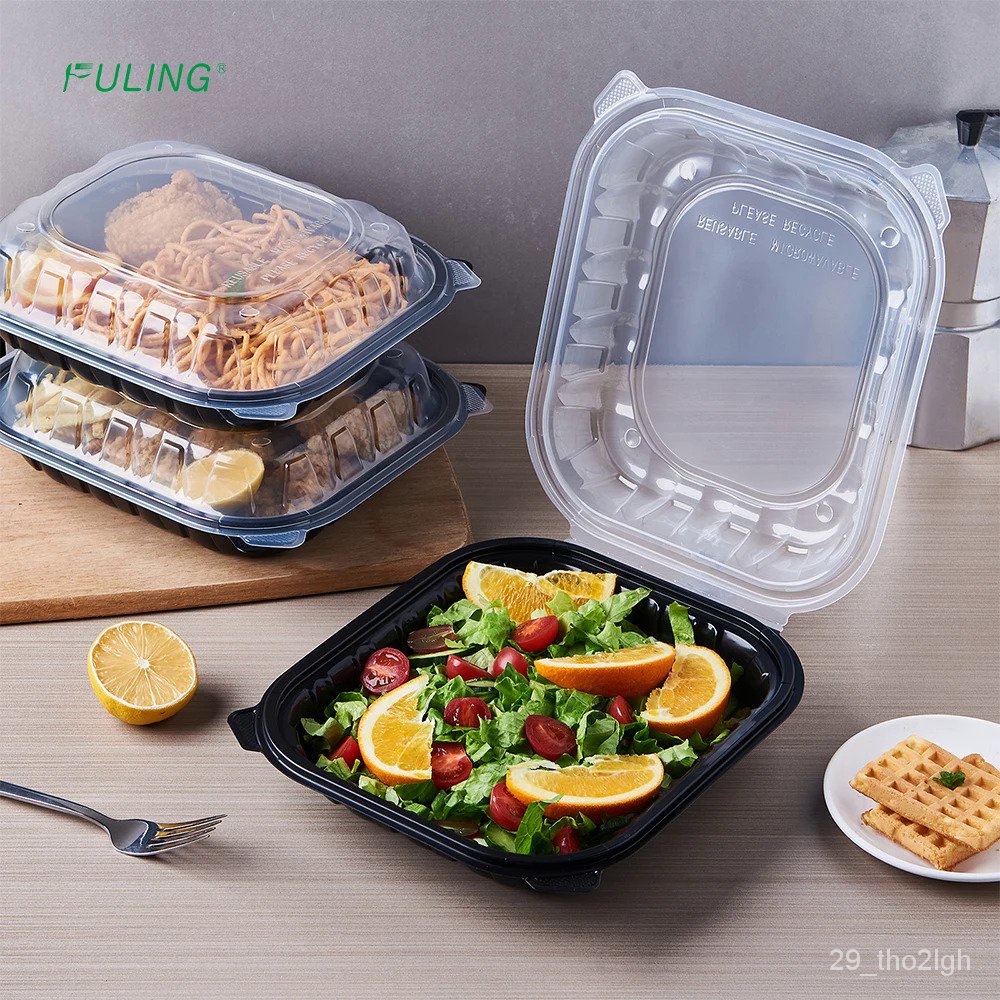 FULING 9x9x3 Inch MFPP Plastic To Go Containers Food Disposable 1 ...