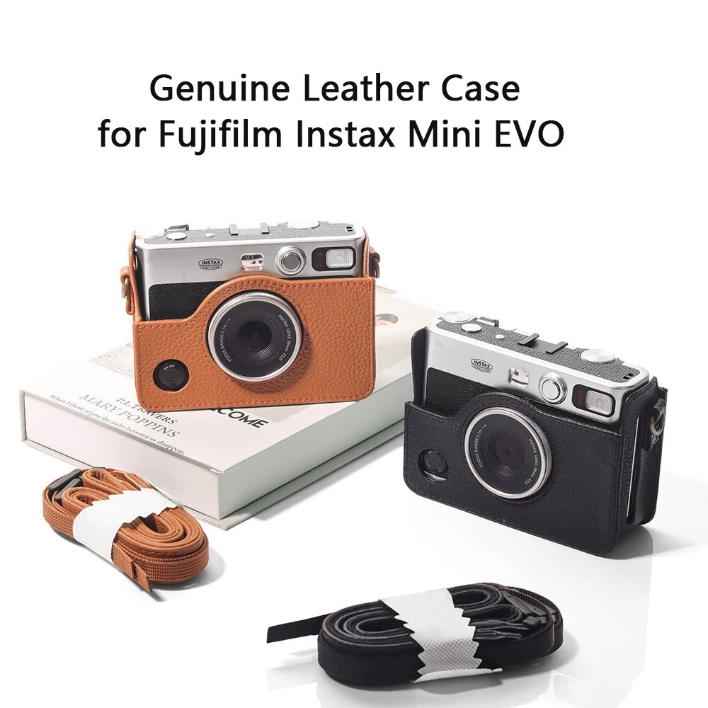 ☬Genuine Retro Leather Case for Fujifilm Instax Mini EVO Instant Camera Storage Bag Soft Protect