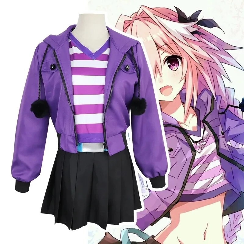 Fate Apocrypha Astolfo Cosplay Costumes Pink Wig Women Purple