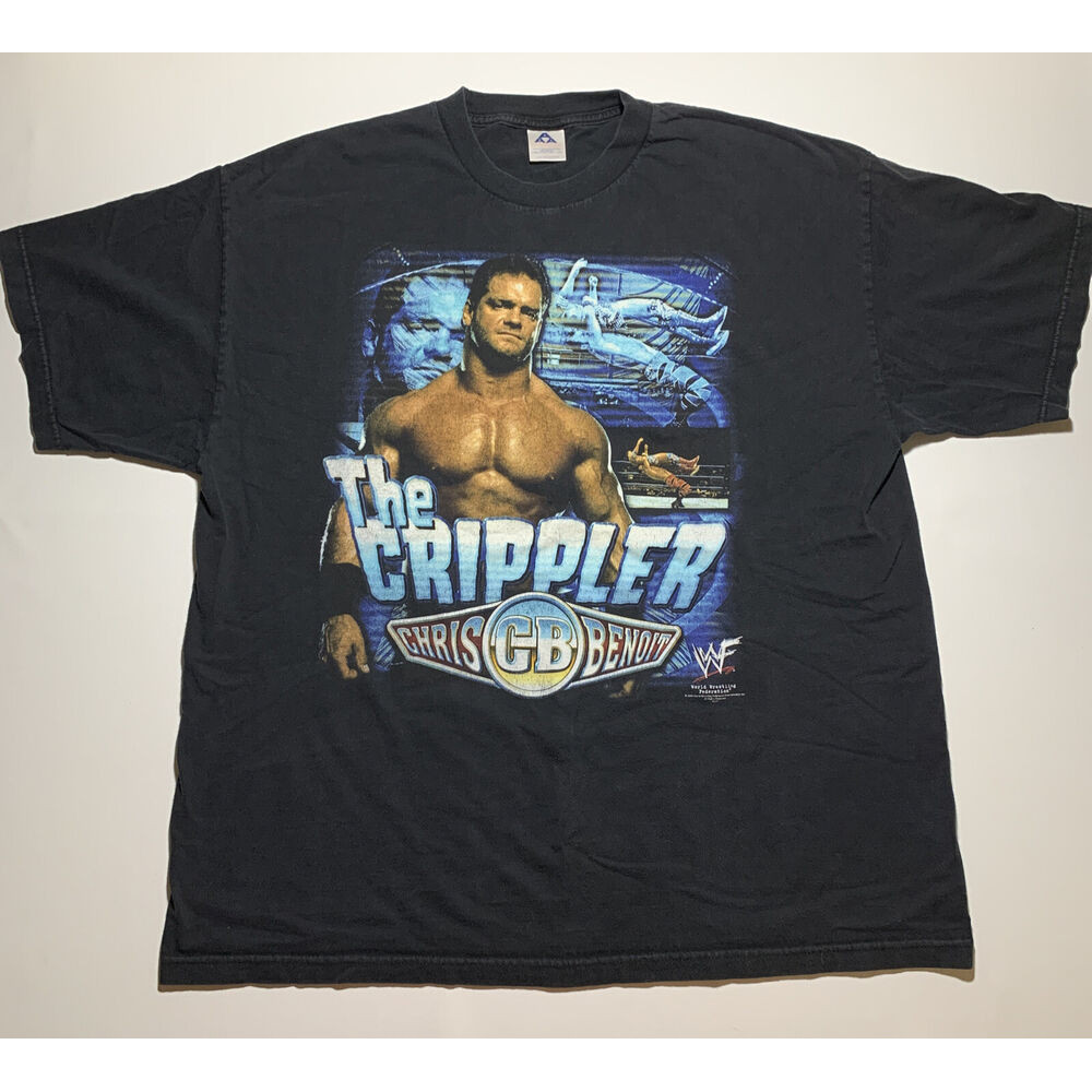 Vintage Chris Benoit T Shirt 2XL Rare Black Faded WWF Wrestling ...