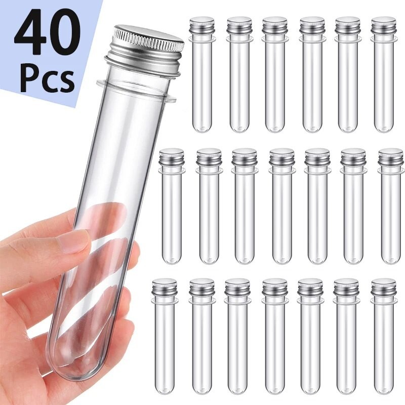 ☊40Pcs 23x 140mm 40ml Clear Test Tubes Plastic Test Tubes with Screw ...
