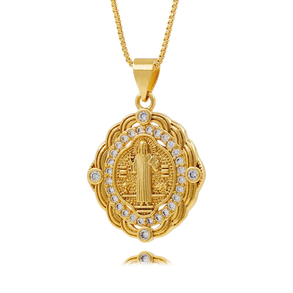 2022 Women's Religious Jewelry Copper Micro Inlaid Zircon Virgin Mary