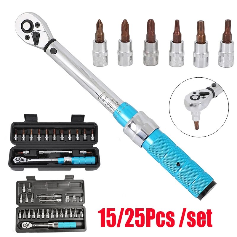 15pcs/set Torque Wrench Set 1/4\