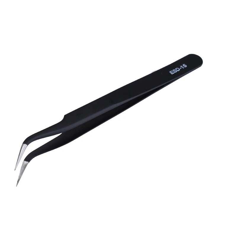 DIYWORK ESD-14 ESD-15 Anti-static Curved Straight Tip Forceps Precision ...