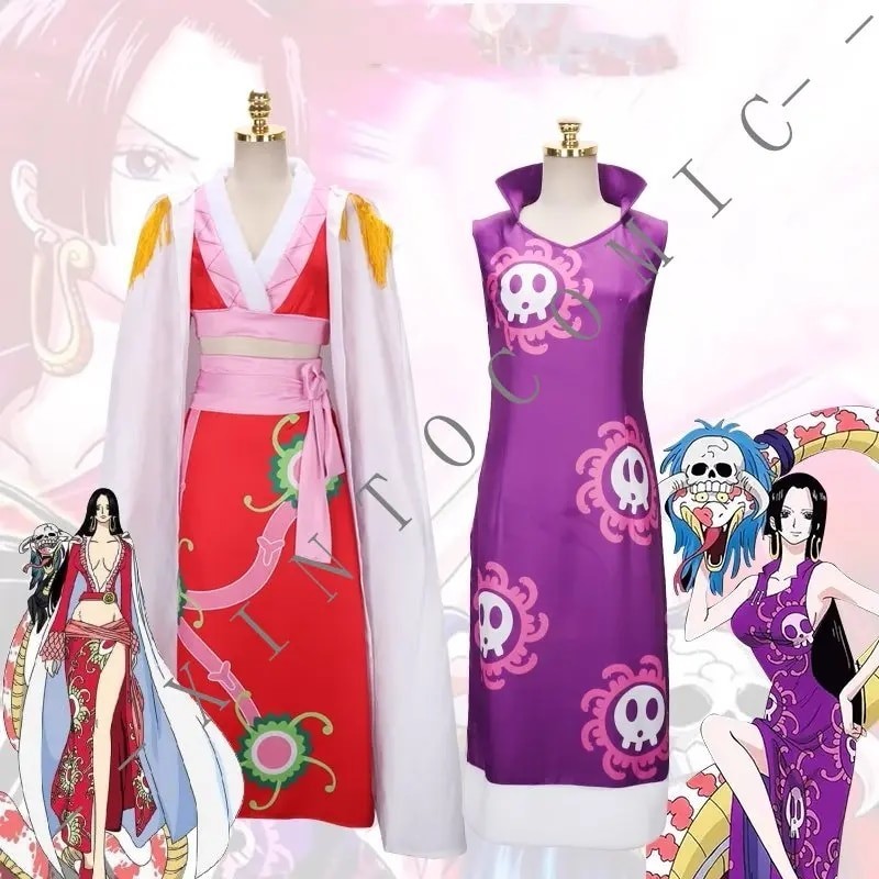 Hancock Cosplay Costume Cosplay Boa Sexy Empire Red Kimono Dress Anime ...