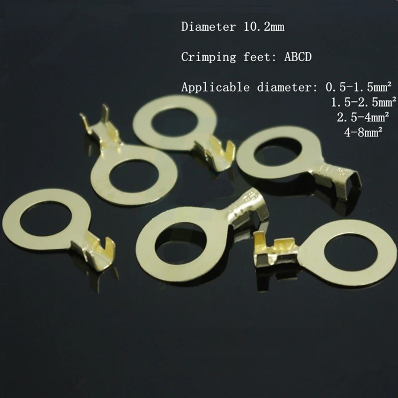 102 Round Terminal Crimping Terminal M10 Lug Copper Opening Nose End ...