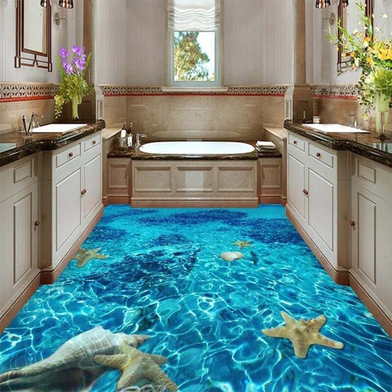 3D Tiles Floor Selfadhesive Bathroom Nonslip Floor Mural Custom Floor ...