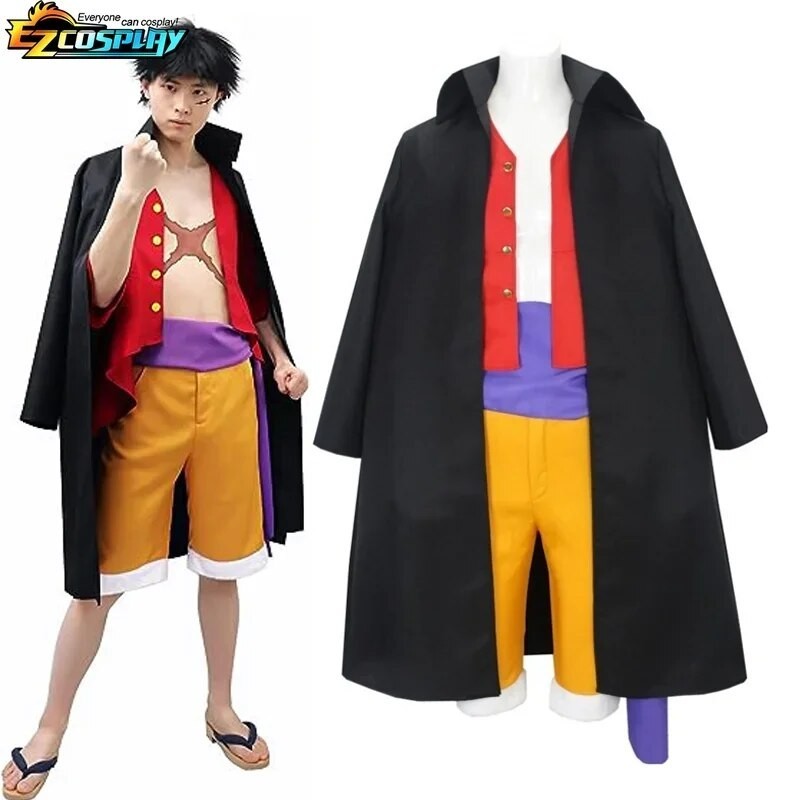 16d Monkey D. Luffy Costume for Men Luffy Cosplay Trench Coat Wano ...