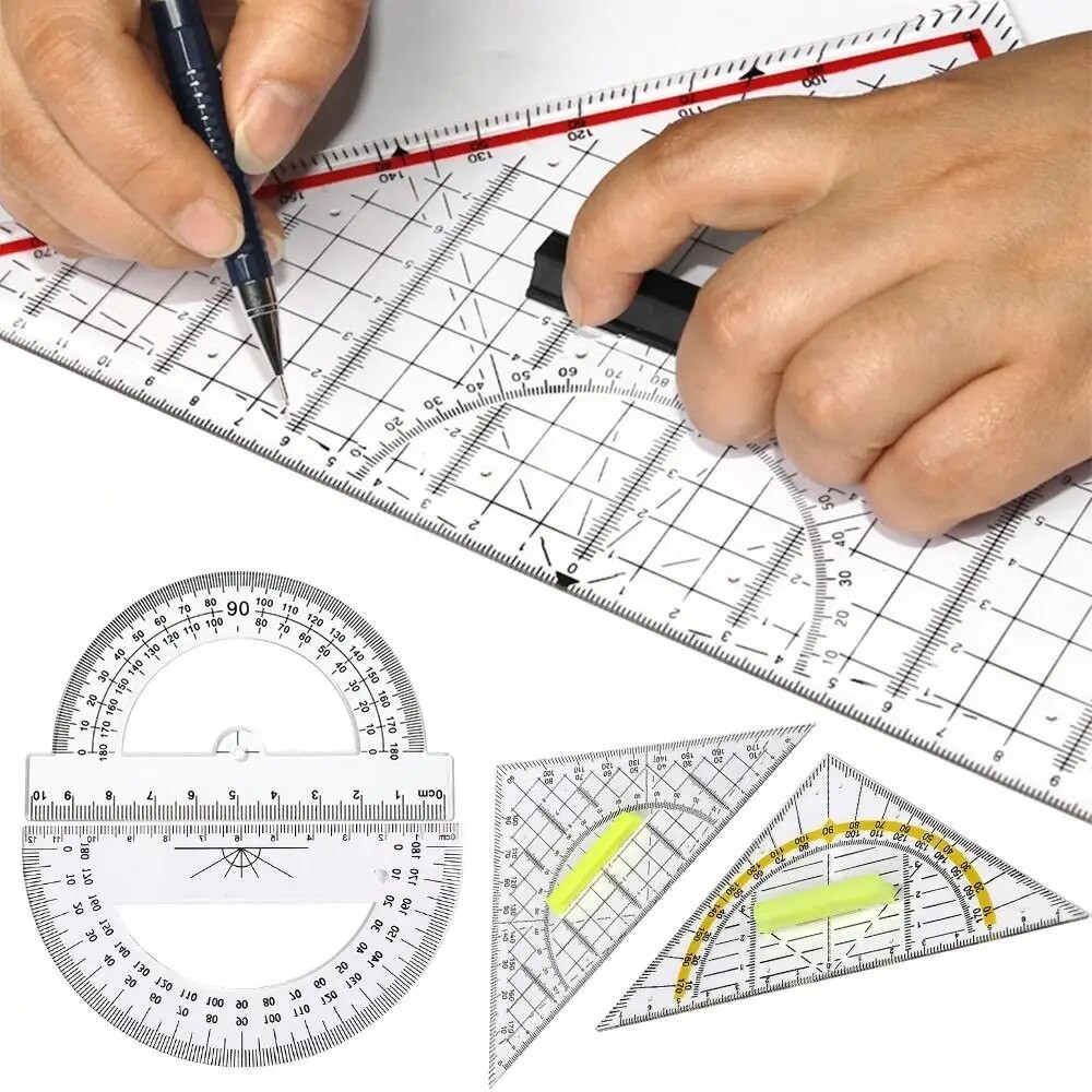 Multi-function Triangle Ruler With Handle Transparent Angle Protractor ...