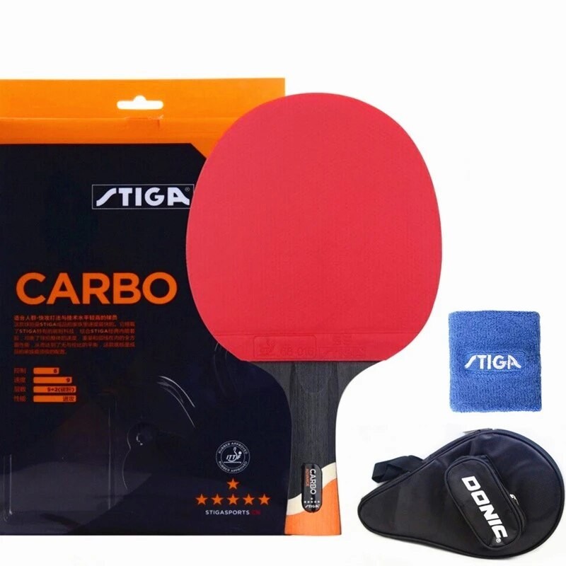 STIGA 6 Star Racket Offensive Professional Carbon Pimples In Rubber ...