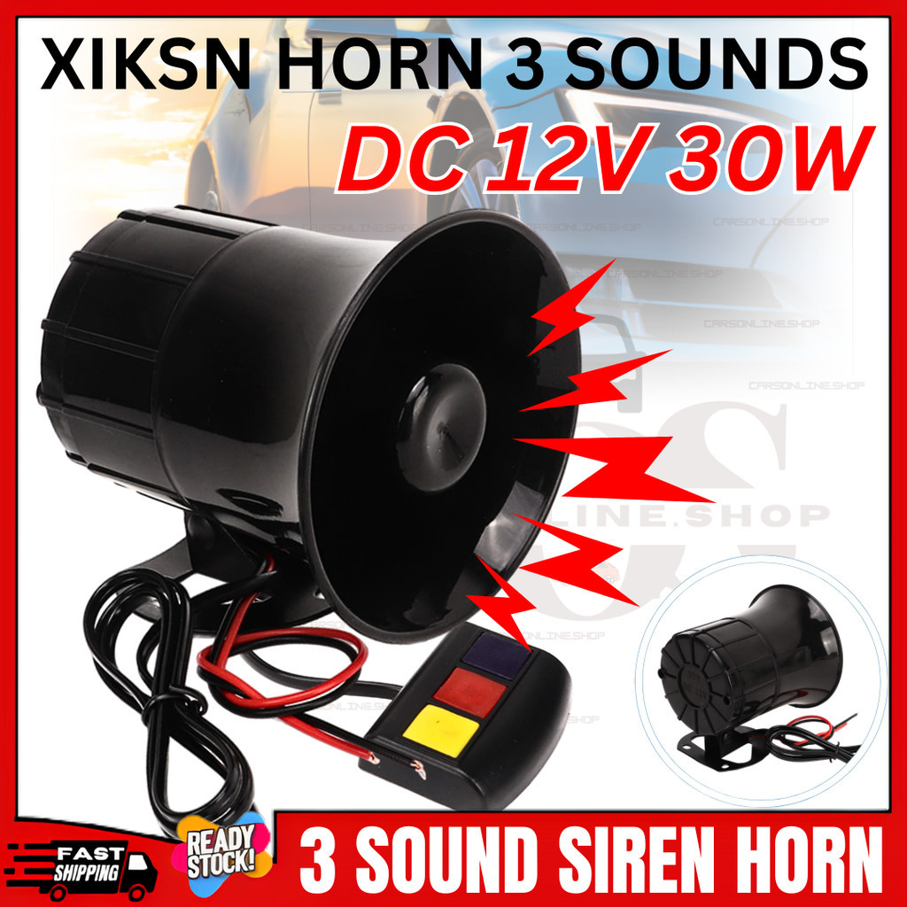 DriSentri 12V 30W Car Alarm Siren - 3 Sounds, 105dB Loud, For Car/Motorcycle Security
