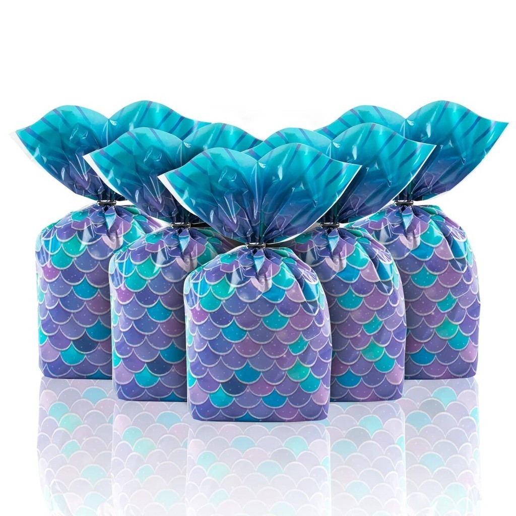 50pcs Little Mermaid Party Gift Bags Birthday Treat Bags Mermaid Tail ...
