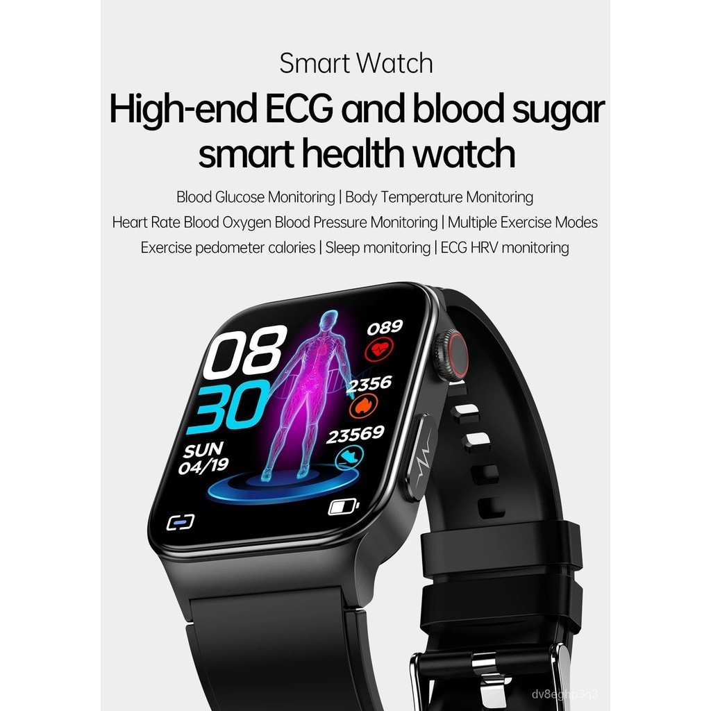 Blood Glucose Smart Watch Men Body Temperature ECG Monitor NonInvasive