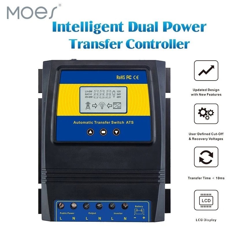 Automatic ATS Dual Power Transfer Switch Solar Charge Controller for ...
