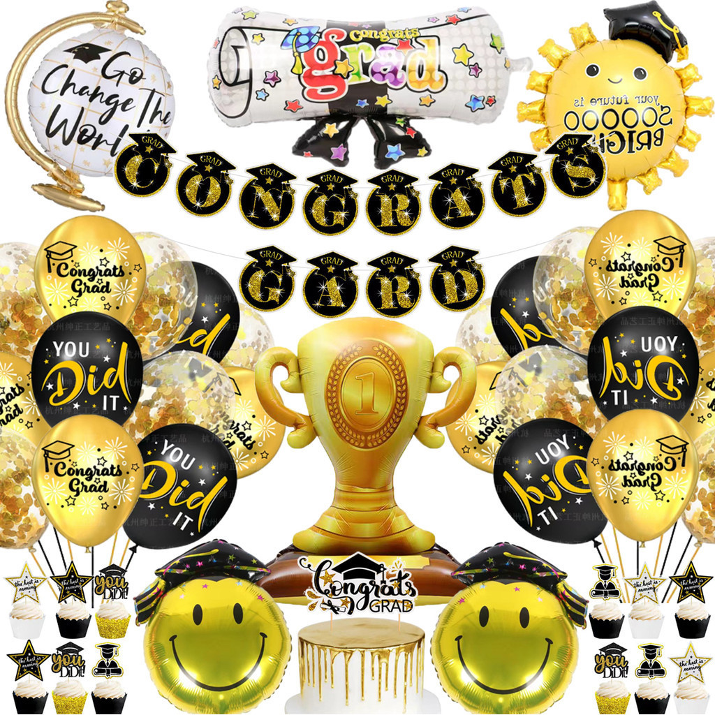 Graduation Decorations Class of 2024 Black and Gold Graduation Party ...
